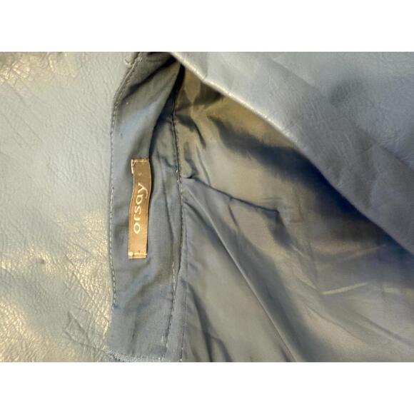 Orsay Blue Faux Leather Mini Skirt EUR 36 US Small Seam Detail A-Line - Picture 4 of 7